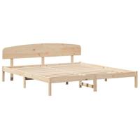 Bedframe met hoofdeinde Bruin 200 x 200 cm Massief grenenhout - thumbnail