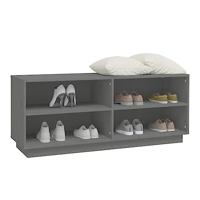 VidaXL Schoenenkast 110x34x45 cm massief grenenhout grijs - thumbnail