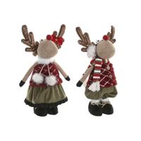 Kerstversiering Home ESPRIT Bruin Rood Groen Rendier 23 x 16 x 41 cm (2 Stuks) - thumbnail
