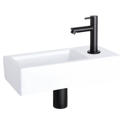 Fonteinset Differnz Helios 37.5x18.5x9.5 cm Wit Met Rechte Kraan Rechts Mat Zwart Differnz