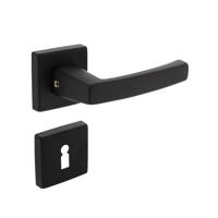 Deurkruk Moora met rozet verdekt 50x50x10mm met nokken en sleutelrozetten zwart - thumbnail