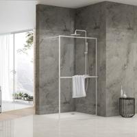 Inloopdouche Van Rijn ST04 Met Handdoekstang 90x200 cm 8 mm Helder Glas Wit - thumbnail