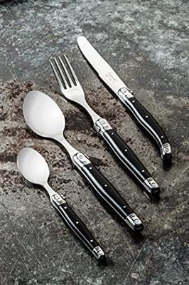 Laguiole Style de Vie Bestekset & Bestekbak - Premium Line - Zwart - 24 delig / 6 personen