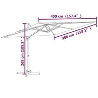 VidaXL Zweefparasol met led-verlichting 400x300 cm azuurblauw - thumbnail