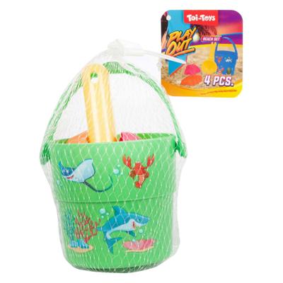 Toi-Toys Play out mini strandset emmer schepje en vormen, 4dlg.