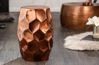 Handgemaakte bijzettafel ORGANIC ORIENT 50cm koper metaal gehamerd ontwerp honingraat rond - 40229 - thumbnail