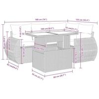 5-delige Loungeset met kussens poly rattan acacia bruin - thumbnail