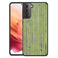 Samsung Galaxy S21 Houten Print Telefoonhoesje Green Wood - thumbnail
