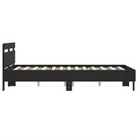 Bedframe met hoofdbord bewerkt hout zwart 120x200 cm - thumbnail