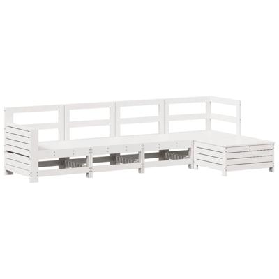 5-delige Loungeset massief grenenhout wit