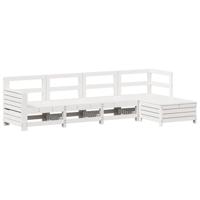 5-delige Loungeset massief grenenhout wit - thumbnail