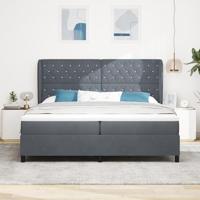 Boxspring bed met matras Donkergrijs 200 x 200 cm Fluweel - thumbnail
