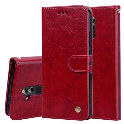 Business stijl olie Wax textuur horizontale Flip lederen case voor Huawei mate 20 lite met houder & kaartsleuven & portemonnee (rood)