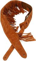 Fender Suede Fringe Strap gitaarband met franjes, bruin - thumbnail