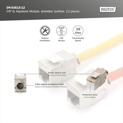 Digitus DN-93615-12 RJ45-inbouwmodule Keystone CAT 6A 1 stuk(s)