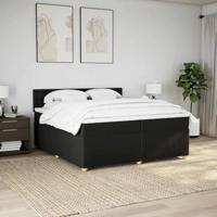 Boxspring met matras stof zwart 200x200 cm - thumbnail