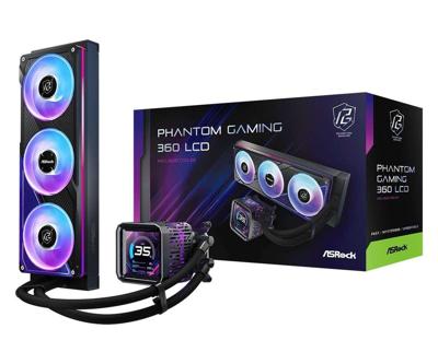 ASRock CPC Phantom Gaming 360 LCD 90-APGA36-BAAGA5 CPU-Wasserk?hler ? 360?mm ? LCD-Display ? ARGB ? Triple-Fan ? Schwarz