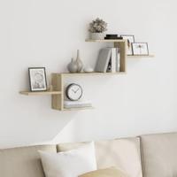 Wandschap 104x15x49 cm bewerkt hout sonoma eikenkleurig - thumbnail
