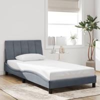 Bedframe met LED zonder matras "Hanko" fluweel donkergrijs 100x200 cm - thumbnail