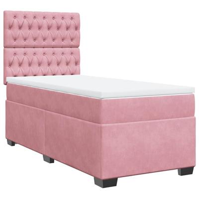 Boxspring met matras fluweel roze 100x200 cm - thumbnail