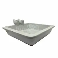 Vogelbad Momo Terracotta Wit - thumbnail