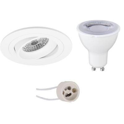 Dimbare LED Spot Set GU10 - Inbouw Rond Mat Wit 6W 6400K Kantelbaar