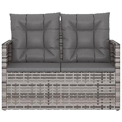Tuinbank met kussens 105 cm poly rattan grijs