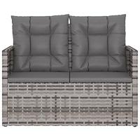 Tuinbank met kussens 105 cm poly rattan grijs - thumbnail