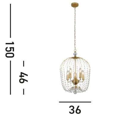 Searchlight KroonluchterShower goud met kristal - 30216-5GO