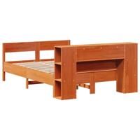 Bed met boekenkast zonder matras grenenhout wasbruin 140x200 cm - thumbnail