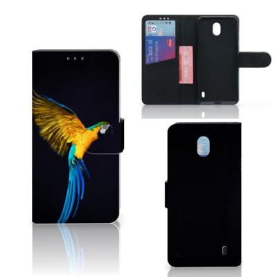 Nokia 1 Plus | Telefoonhoesje | Met pasjeshouder | Papegaai