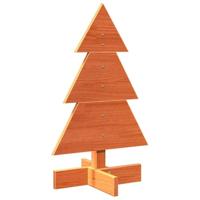 Kerstdecoratie kerstboom 60 cm massief grenenhout wasbruin - thumbnail