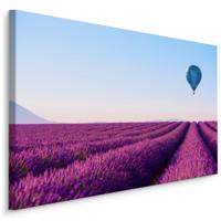 Schilderij - Luchtbalen over een lavendelveld, premium print - thumbnail