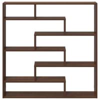 Wandschap kubus 7 vakken bewerkt hout bruin eikenkleur - thumbnail