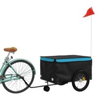 VidaXL Fietstrailer 45 kg ijzer zwart en blauw - thumbnail