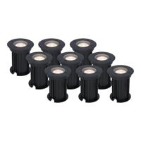 Set van 9 Maisy LED Grondspots Rond - Dimbaar - GU10 - 4000K neutraal wit - 4 Watt 345 Lumen - Rond - Ø12cm - Tuinspot - Oprit - Zwart - IP67 waterdicht - thumbnail