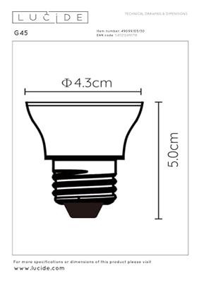 Lucide G45 - Led lamp - Ø 4,3 cm - LED 3 StepDim - E27 - 1x5W 2700K - Zwart