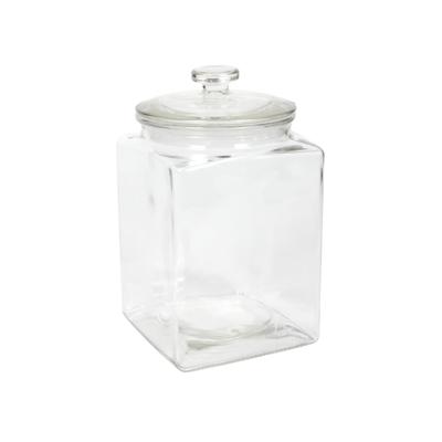 Voorraadpot glas vierkant met deksel 3L