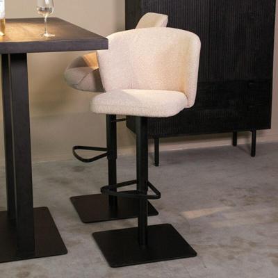 LABEL51 Draaibare Barkruk 'Wave' Bouclé, kleur Naturel (zithoogte 56-82cm)