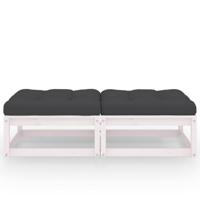 Tuinvoetenbanken 2 st met kussens massief grenenhout - thumbnail