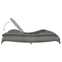Ligbed met kussen poly rattan antraciet - thumbnail
