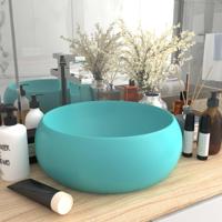 VidaXL Wastafel rond 40x15 cm keramiek mat lichtgroen - thumbnail