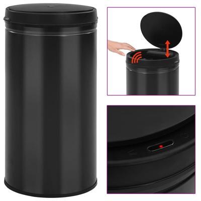 VidaXL Prullenbak met automatische sensor 60 l koolstofstaal zwart