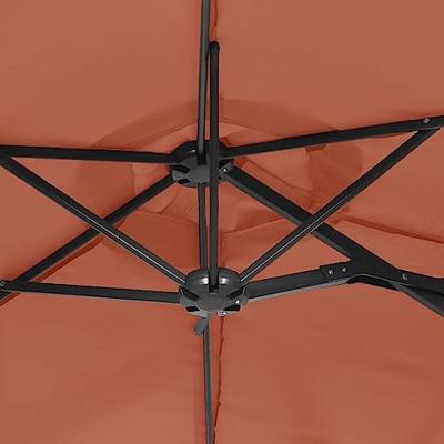 Parasol dubbel dak met LED's 316x240 cm terracottakleurig