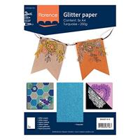 Florence • glitterpapier 250g a4 turquoise 5x - thumbnail