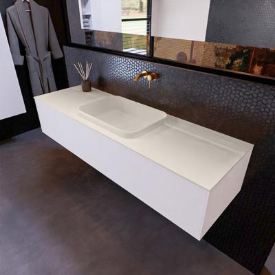 Badkamermeubelset Mondiaz Erin 150 cm met 1 Lade met RIDGE Wastafel Midden Linen Zonder Kraangaten Greeploos Mat Carrara Badkamermeubelset Mondiaz Erin 150 cm met 1 Lade met RIDGE Wastafel Midden Linen Zonder Kraangaten Greeploos Mat Carrara