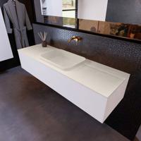 Badkamermeubelset Mondiaz Erin 150 cm met 1 Lade met RIDGE Wastafel Midden Linen Zonder Kraangaten Greeploos Mat Carrara - thumbnail