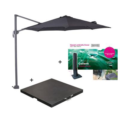 Garden Impressions Hawaii parasol S Ø300 zwart + 80kg voet en hoes