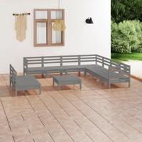 10-delige Loungeset massief grenenhout grijs - thumbnail