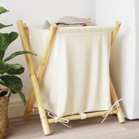 VidaXL Wasmand 45x55x63,5 cm bamboe crèmewit - thumbnail